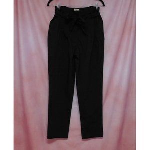 J.Crew Black Ponte Tapered Tie High Waist Pants Size 4 Pockets Cotton Blend